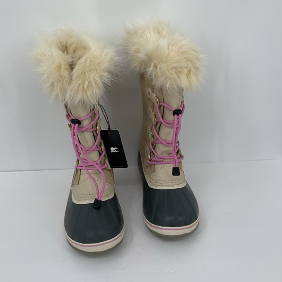 Sorel Joan of Arc winter waterproof boots faux fur lace-up calf navy tan new 7 - Picture 3 of 6